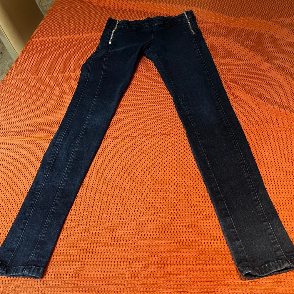 GUESS by Marciano Dark Blu Skinny Jeans, 2 Zippers Logos Low Rise Sz 25
